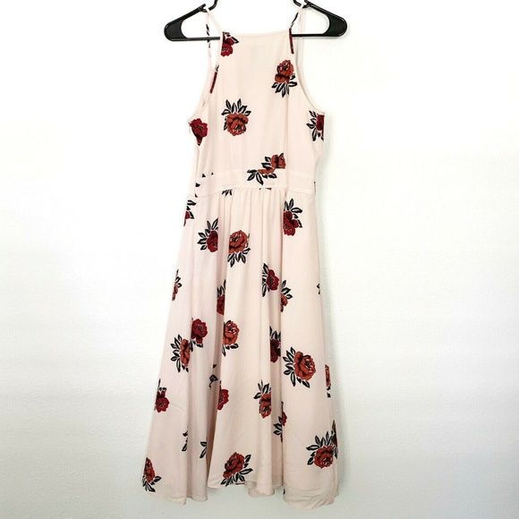 Ann Taylor Pink Floral Rose Sleeveless Midi Dress - Picture 6 of 8